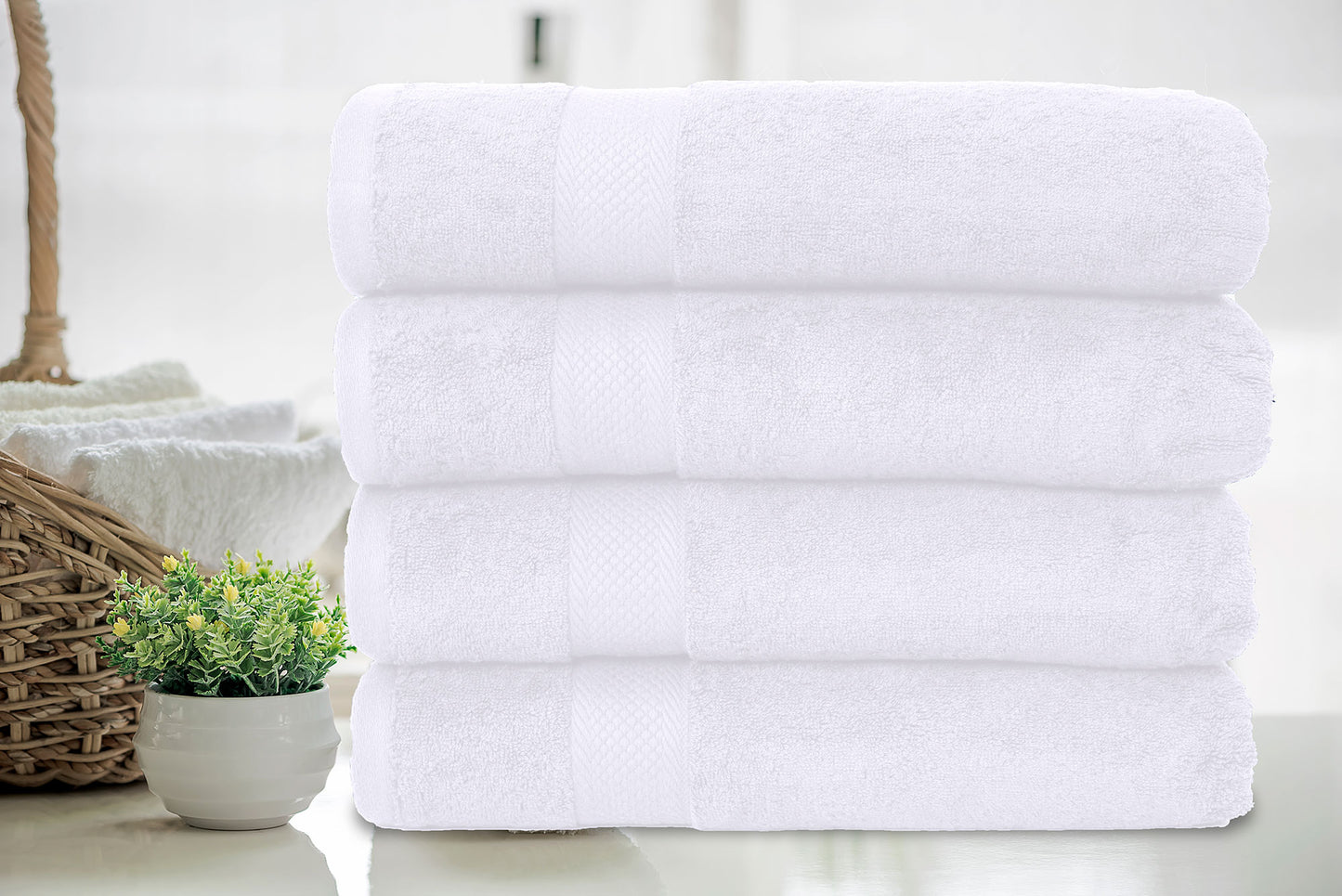 4 Pack Bath Towel - White