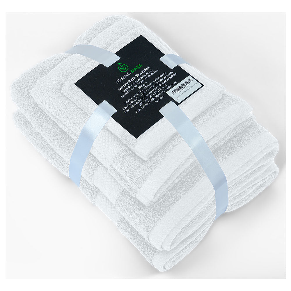 Ecoterry Sustainable 6 Piece Bath Towels Set (White) – Luxury Towel Company